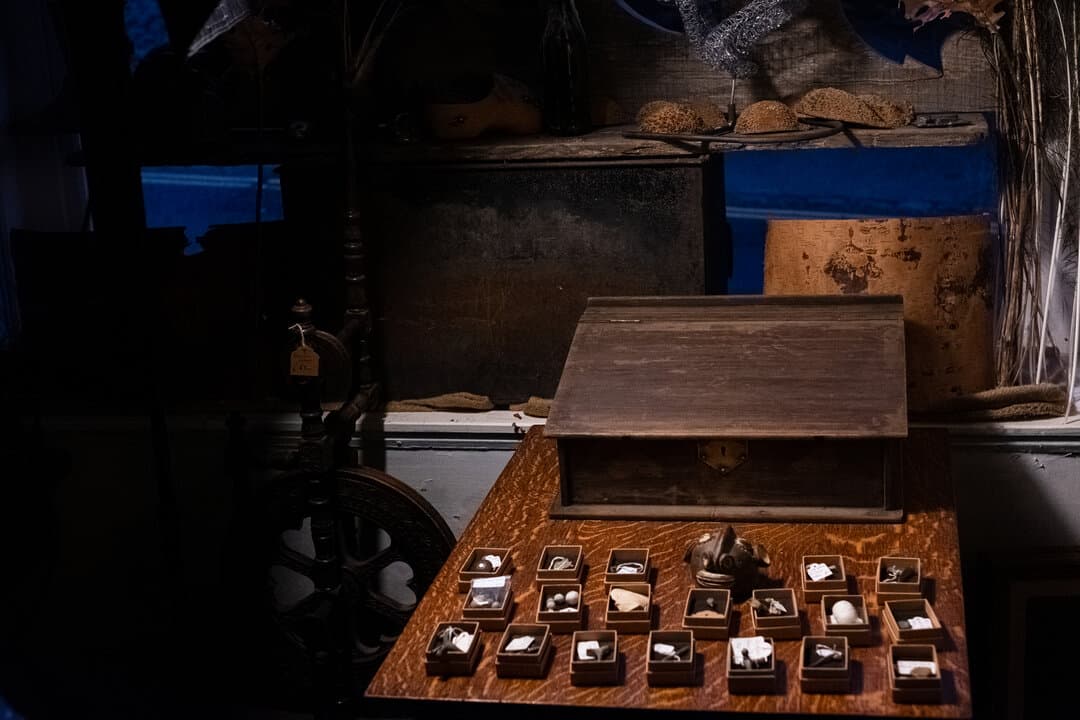 Workshop interior with antique samples